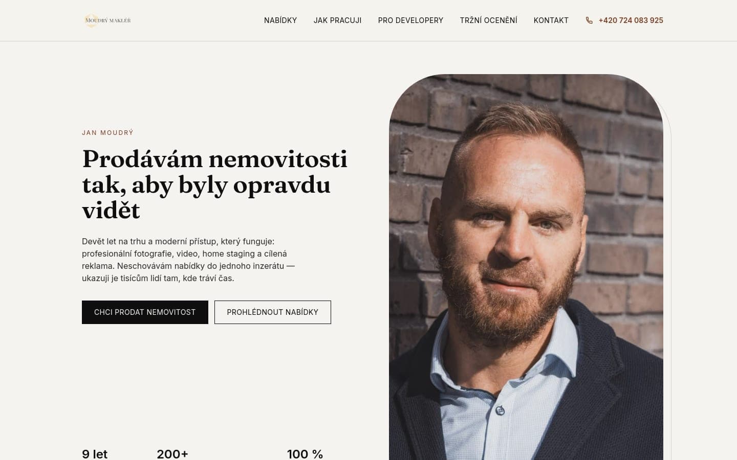 Jan Moudrý's website on desktop